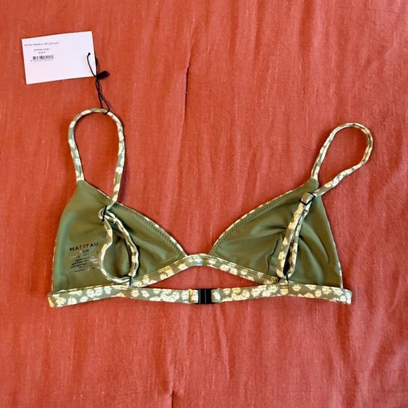 Matteau Petite Triangle Top Spring Daisy Green Yellow Size US 4 C/D Cup NWT - Picture 7 of 13